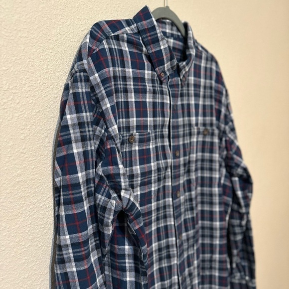 Duluth Trading Co Plaid Blue Red White Button Down Long Sleeve Shirt Size XL - Picture 2 of 7